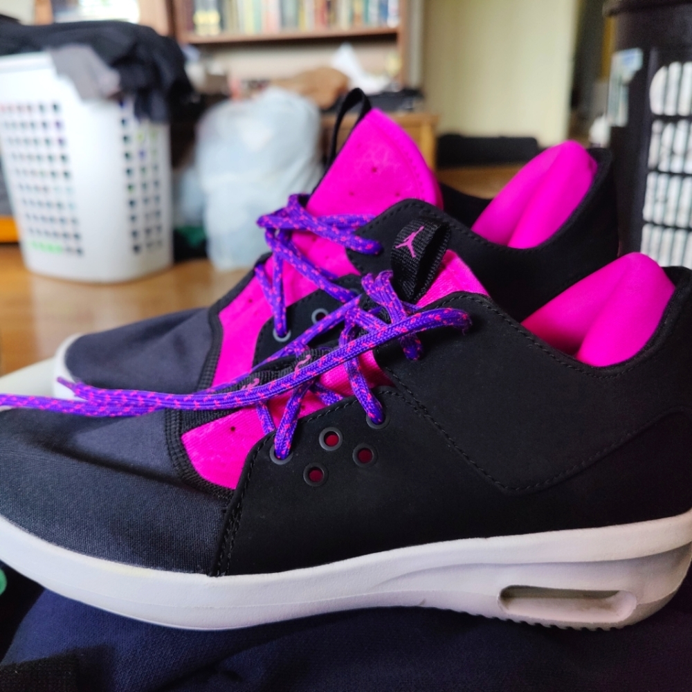 Kids 6.5Y Nike Air Jordans, Black w/Pink and Purple